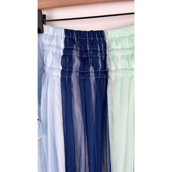 Neiman Marcus Pull On Colorblock Striped Maxi Skirt Womens Size Large Blue Crepe - Picture 3 of 10